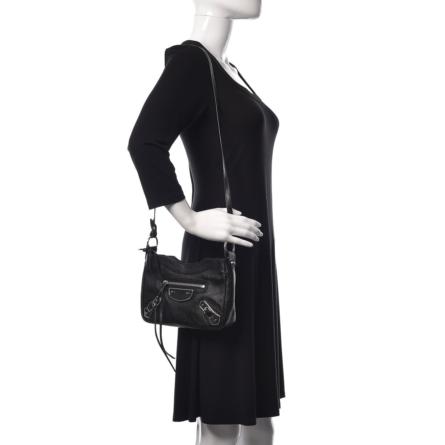 Balenciaga Chevre Silver Metallic Edge Hardware Hip Black 2 of 9