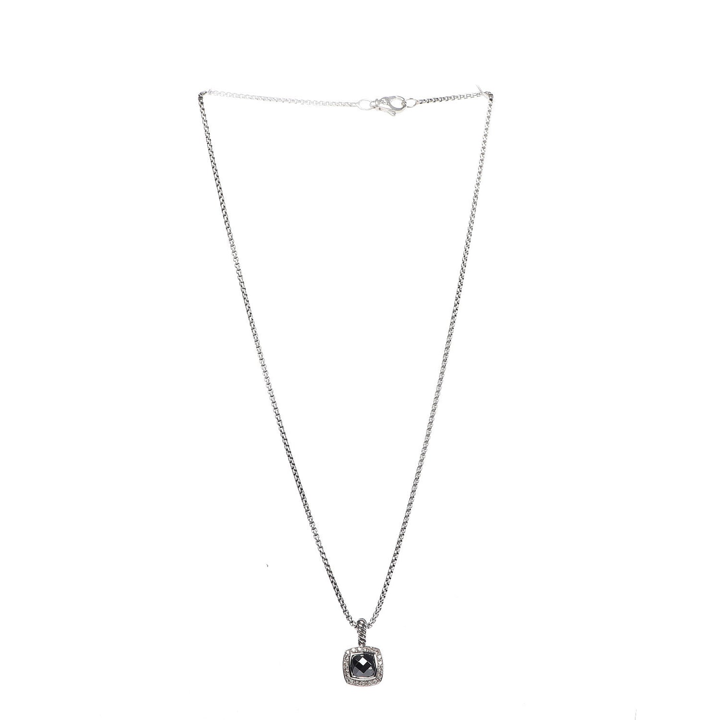 Sterling Silver Hematite Diamond 7mm Petite Albion Necklace