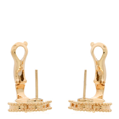 Van Cleef & Arpels 18K Yellow Gold Guilloche Vintage Alhambra Earrings 3 of 5