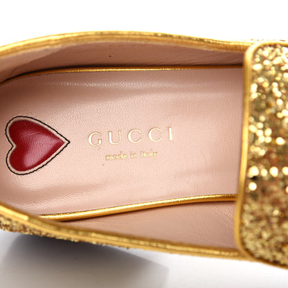 Gucci Glitter Web Peyton Loafers 36.5 Gold 8 of 11
