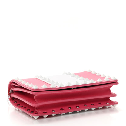 Valentino Garavani Vitello Colorblock Free Rockstud Wallet on Chain Shadow Pink Optic White 4 of 11