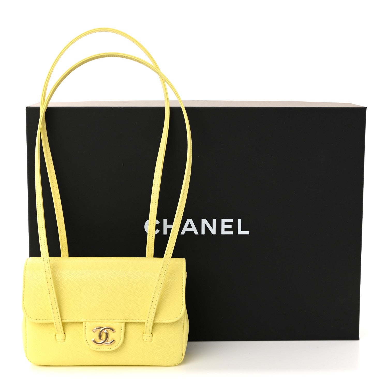 Chanel Shiny Caviar Mini Preppy Coco Shoulder Bag Light Yellow 11 of 11