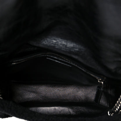Saint Laurent Crinkled Calfskin Shearling Monogram Medium Niki Chain Satchel Black 5 of 11