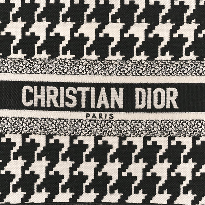 Christian Dior CHRISTIAN DIOR Canvas Houndstooth Embroidered Small Book Tote Black White 8 of 11