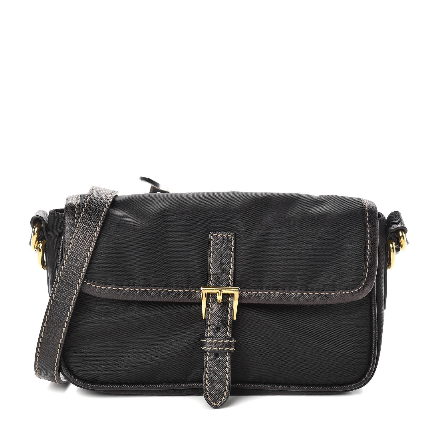 Prada Tessuto Nylon Saffiano Small Crossbody Bag Black 1 of 10
