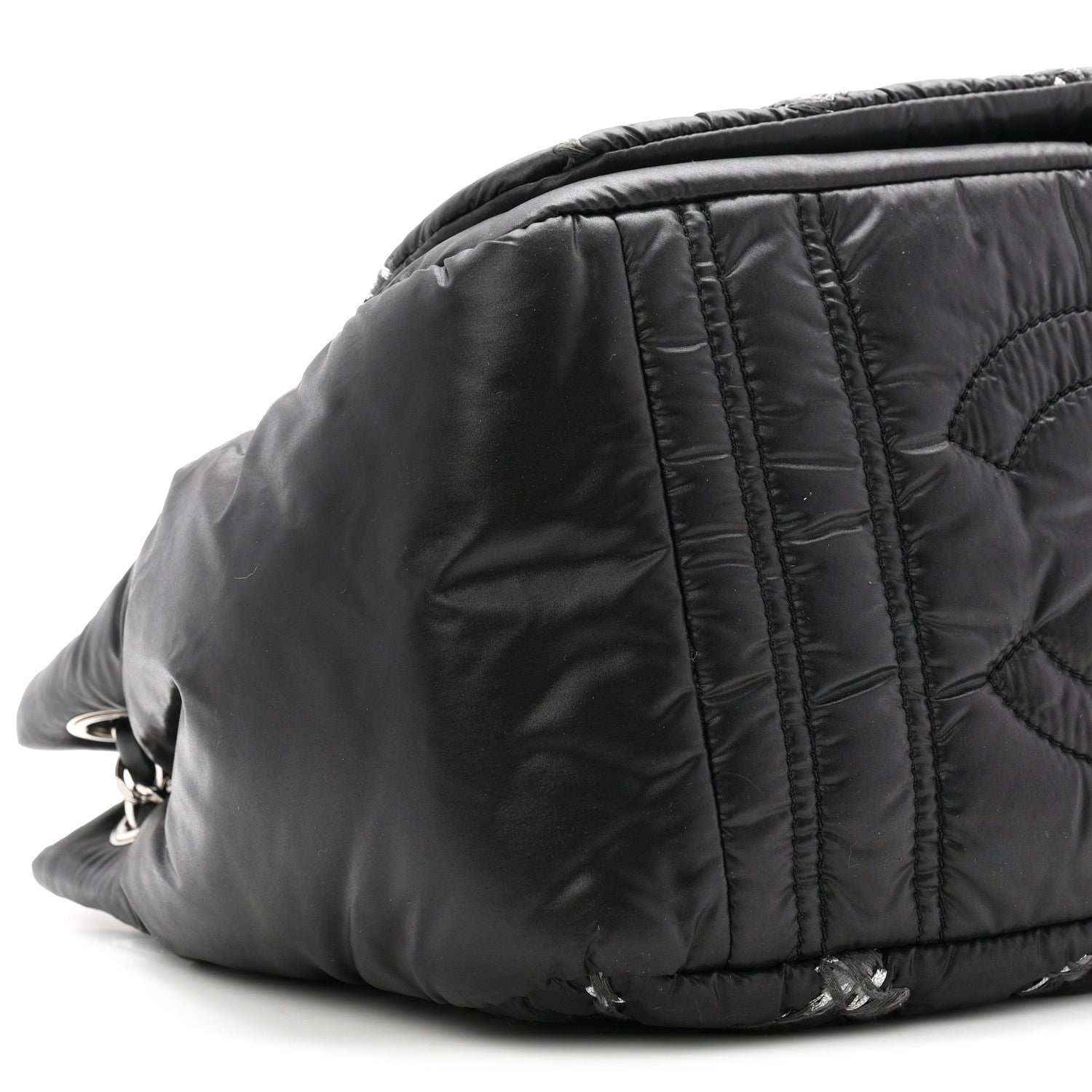 Chanel Nylon Quilted Tweed Stitch Bubble Flap Black 9 of 11