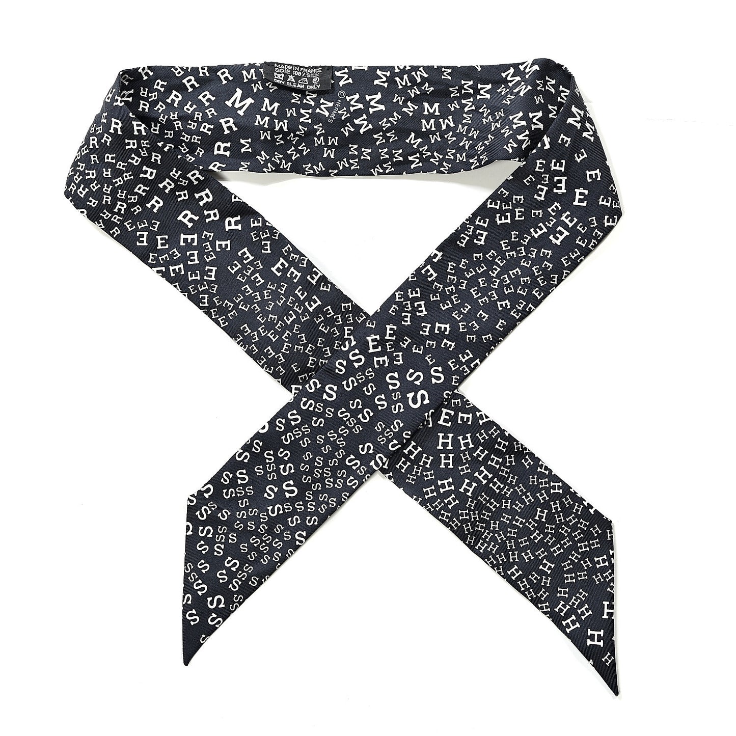Silk Scattered Letters Twilly Black