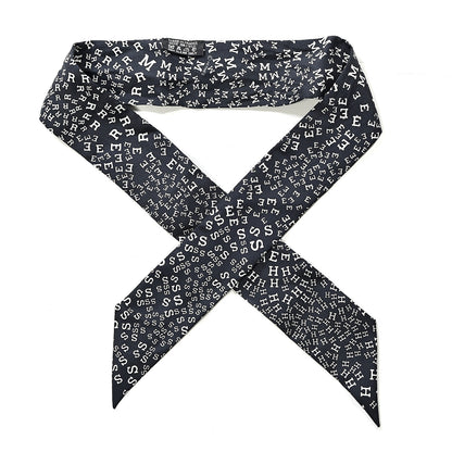 Hermes Silk Scattered Letters Twilly Black 1 of 2