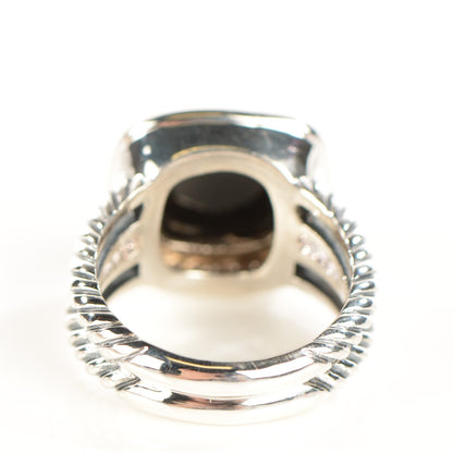David Yurman Sterling Silver Diamond Black Onyx 11mm Albion Ring 54 7 3 of 6