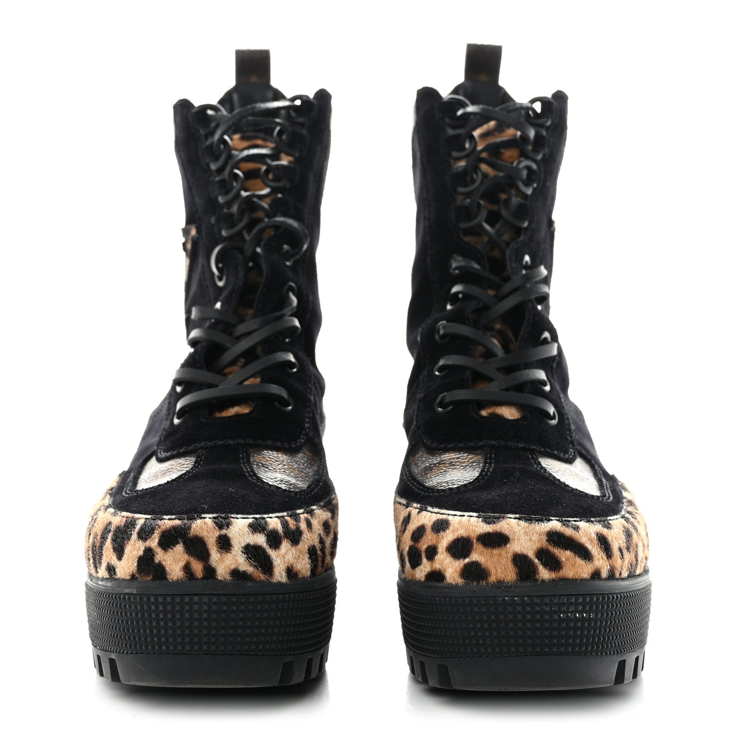 Louis Vuitton Suede Calfskin Monogram Calf Hair Laureate Platform Desert Boots 39.5 Black 2 of 9