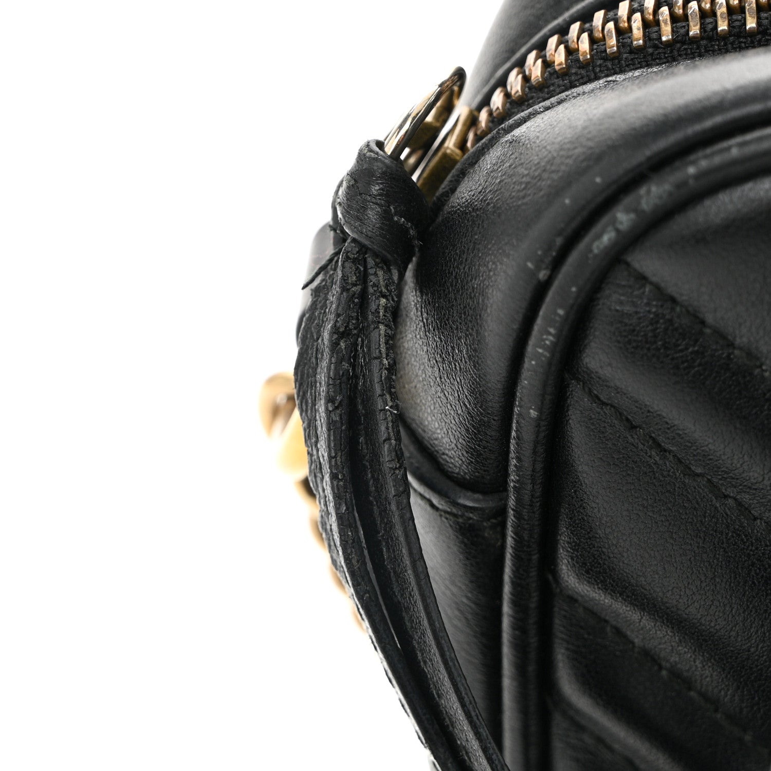 Gucci Calfskin Matelasse Mini GG Marmont Chain Shoulder Bag Black 14 of 14