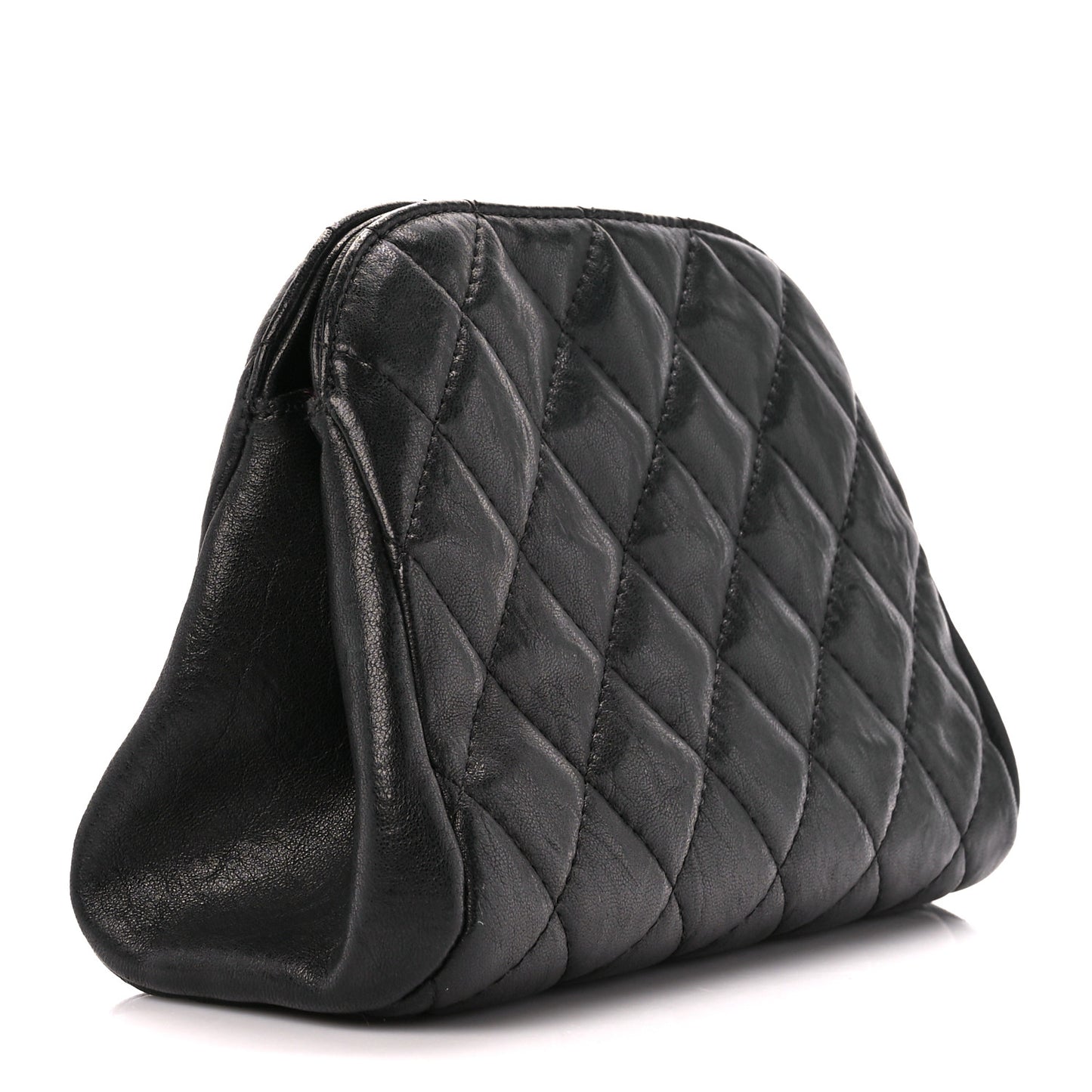 Lambskin Quilted Leo Lion Clutch Black