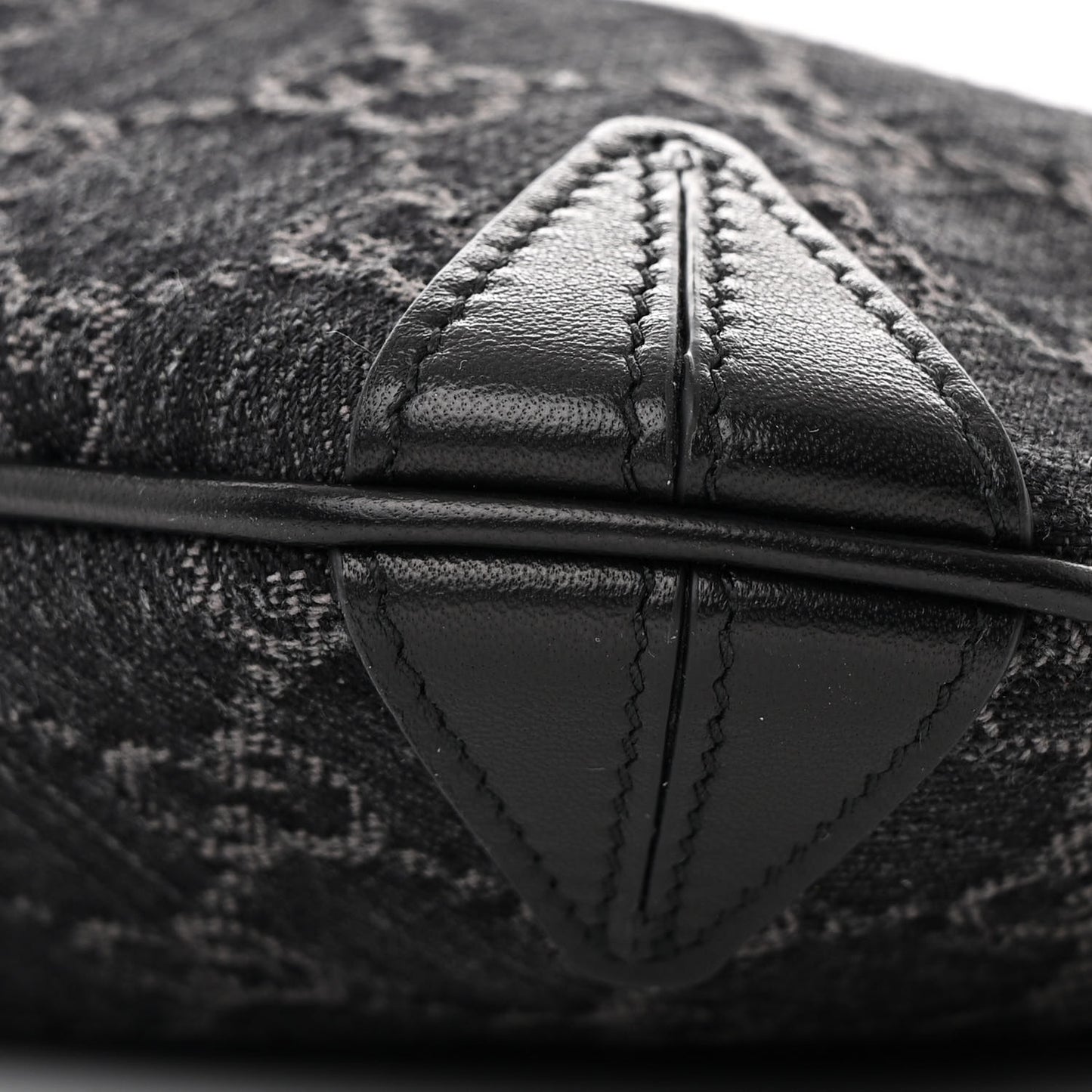 Jacquard Black Denim GG Monogram Horsebit Slim Small Shoulder Bag Black Grey