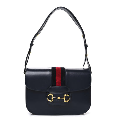 Gucci Calfskin Velvet Web Horsebit 1955 Shoulder Bag Blue 1 of 11