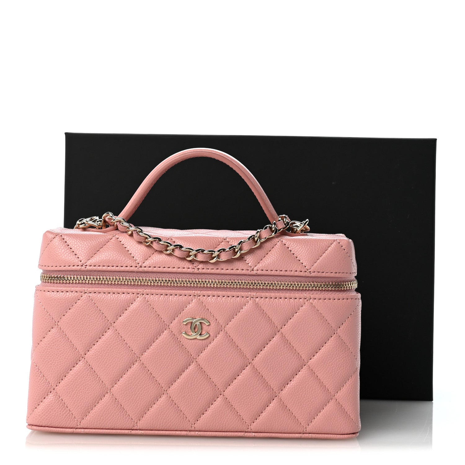 Chanel Caviar Quilted Top Handle Slim Vanity With Chain Light Pink 11 of 11