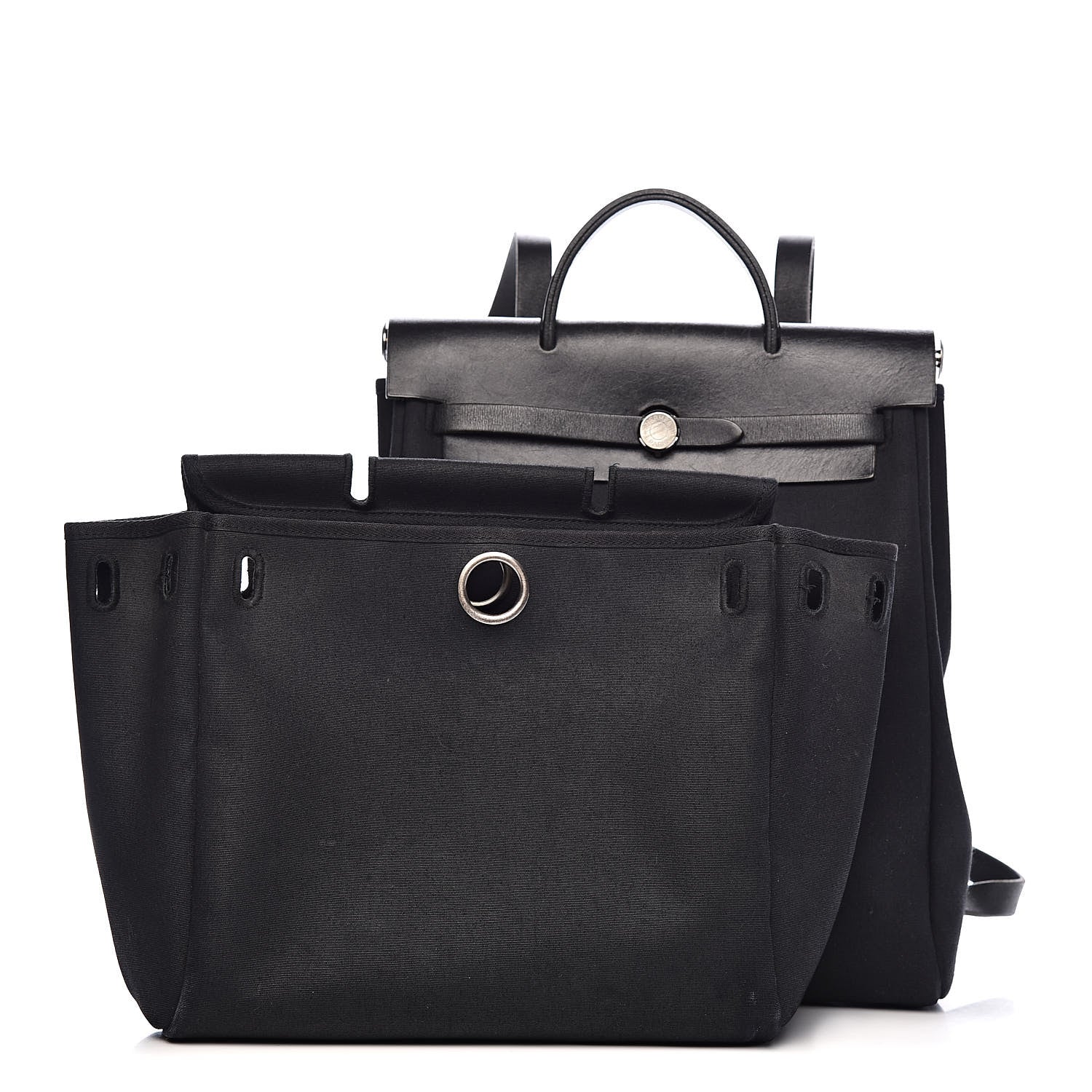 Hermes Toile Vache Calfskin Herbag 30 PM Backpack Black 1 of 15