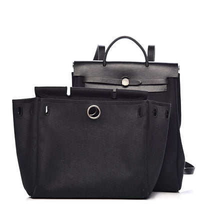 Hermes Toile Vache Calfskin Herbag 30 PM Backpack Black 1 of 15