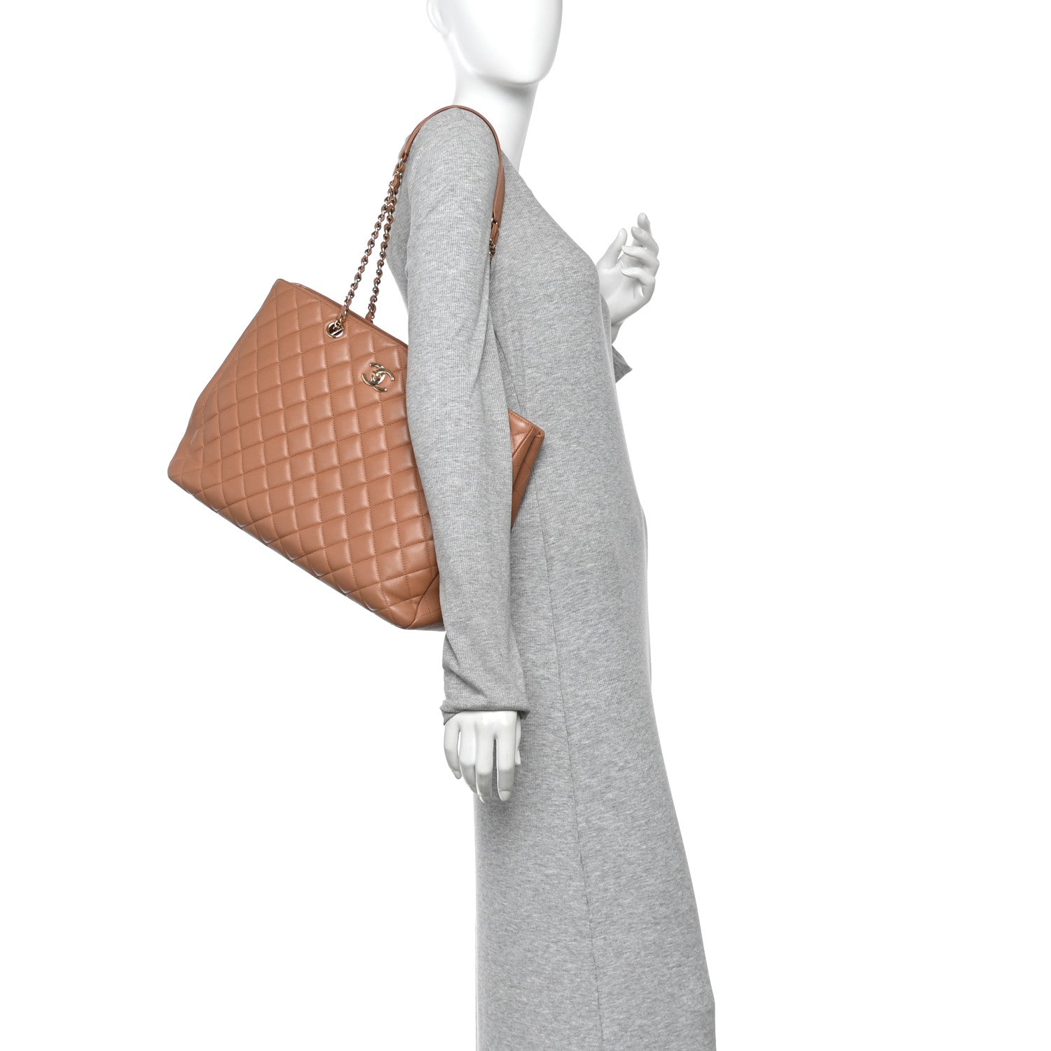 Chanel Calfskin Quilted Large CC Shopping Tote Camel 2 of 10