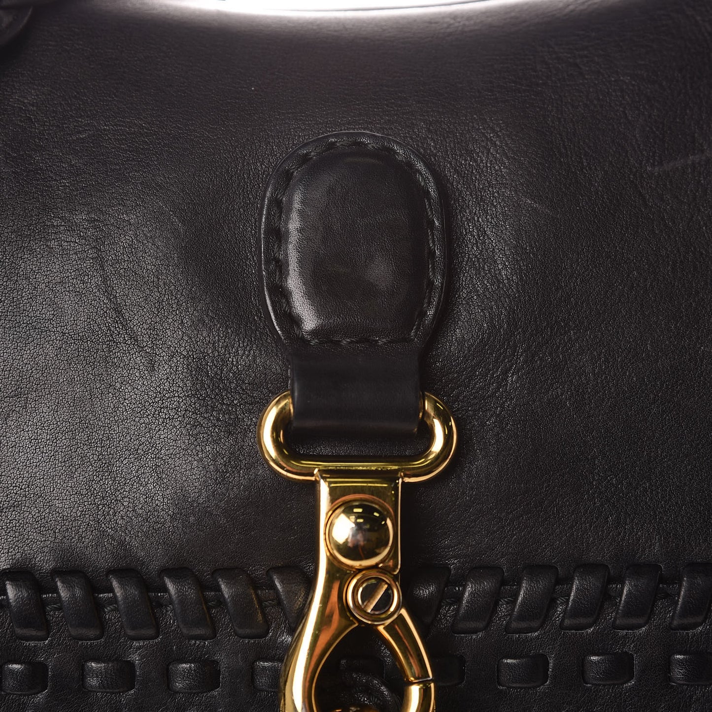 Calfskin Handmade Medium Flap Shoulder Bag Black