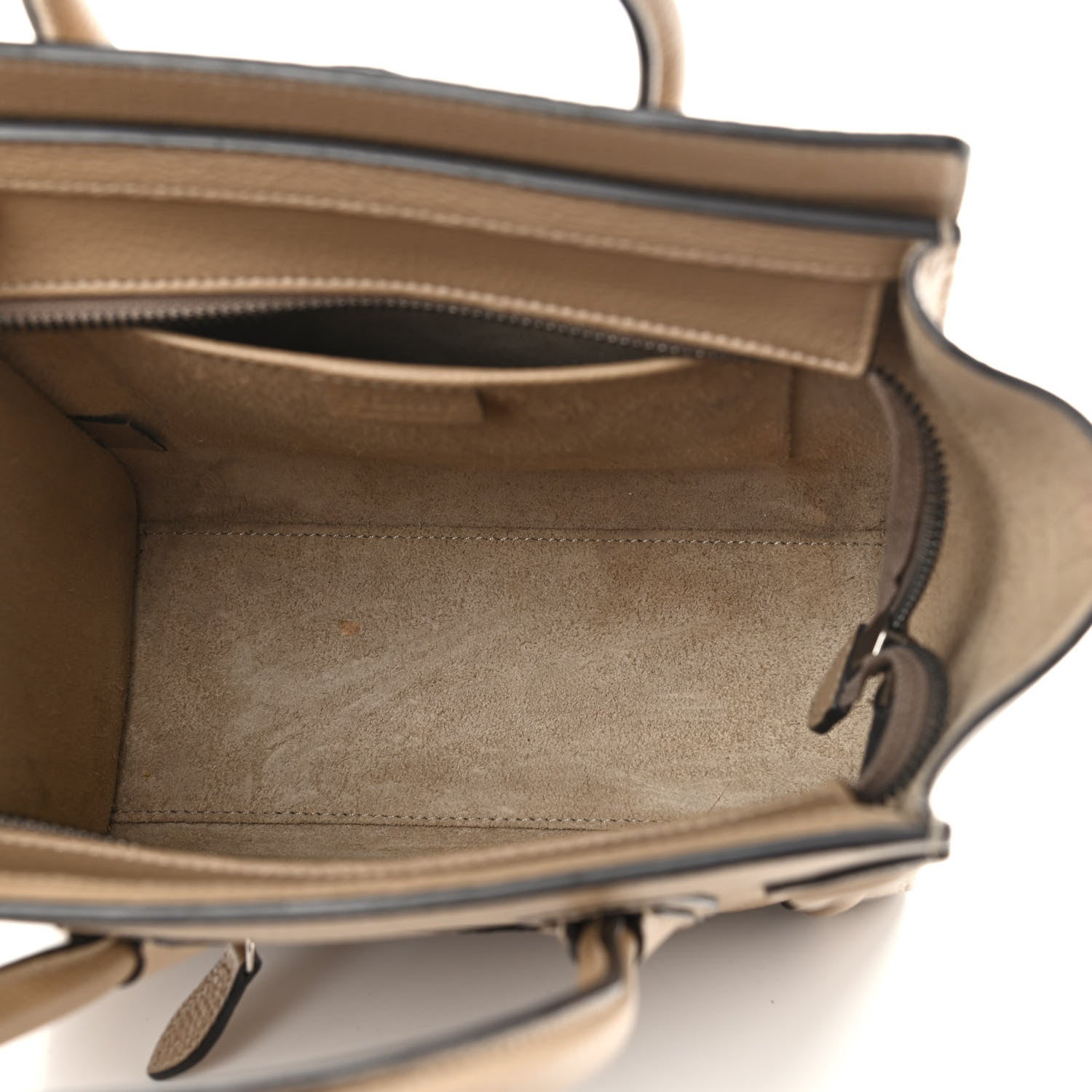Celine Drummed Calfskin Nano Luggage Dune 5 of 12