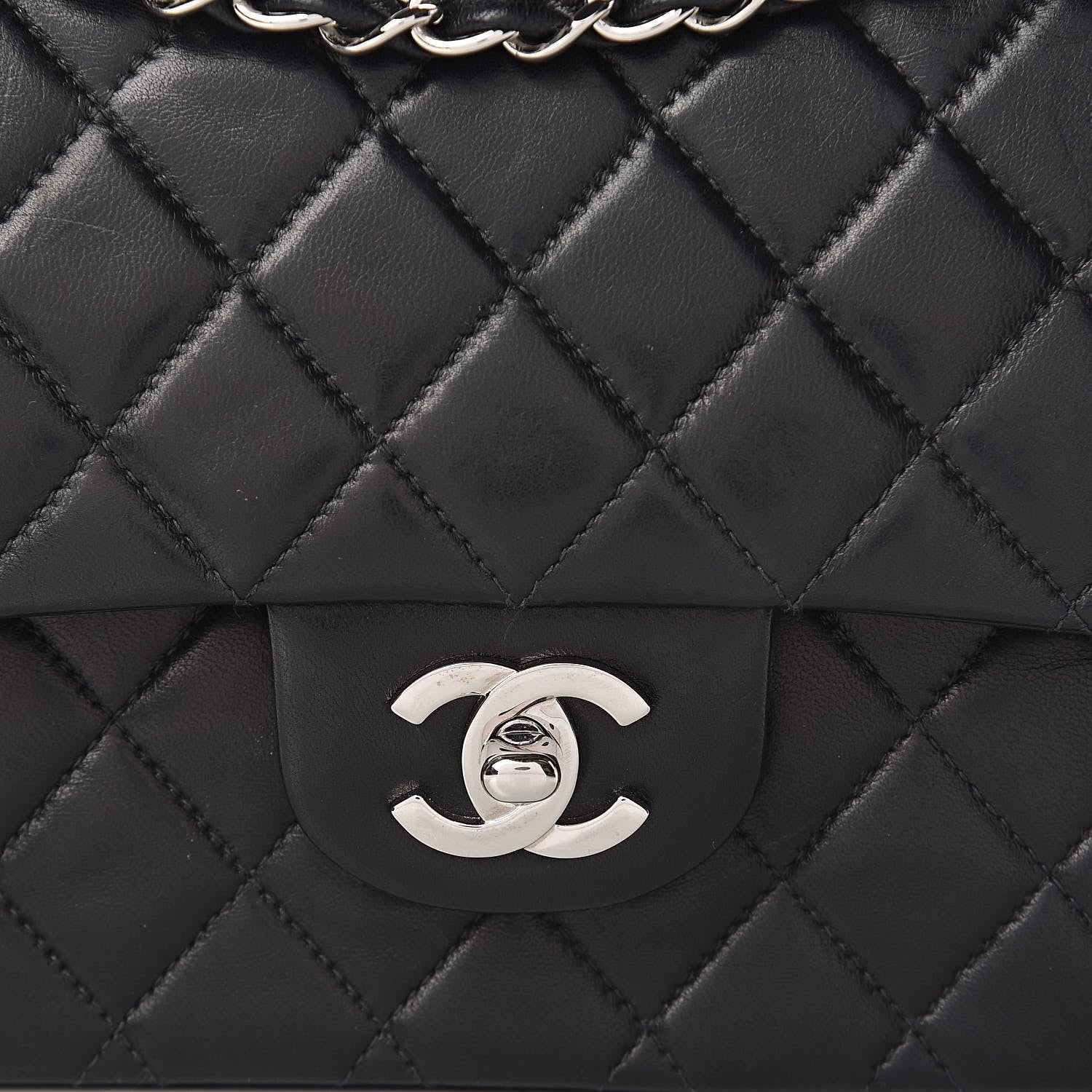 Chanel Lambskin Quilted Medium Double Flap Black 17 of 19