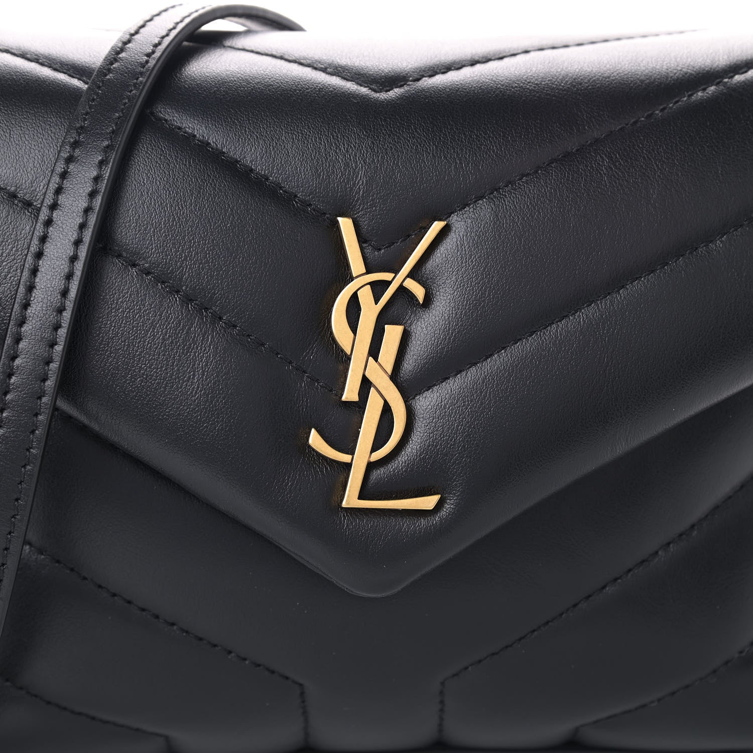 Saint Laurent Calfskin Y Quilted Monogram Toy Loulou Crossbody Bag Black 6 of 8