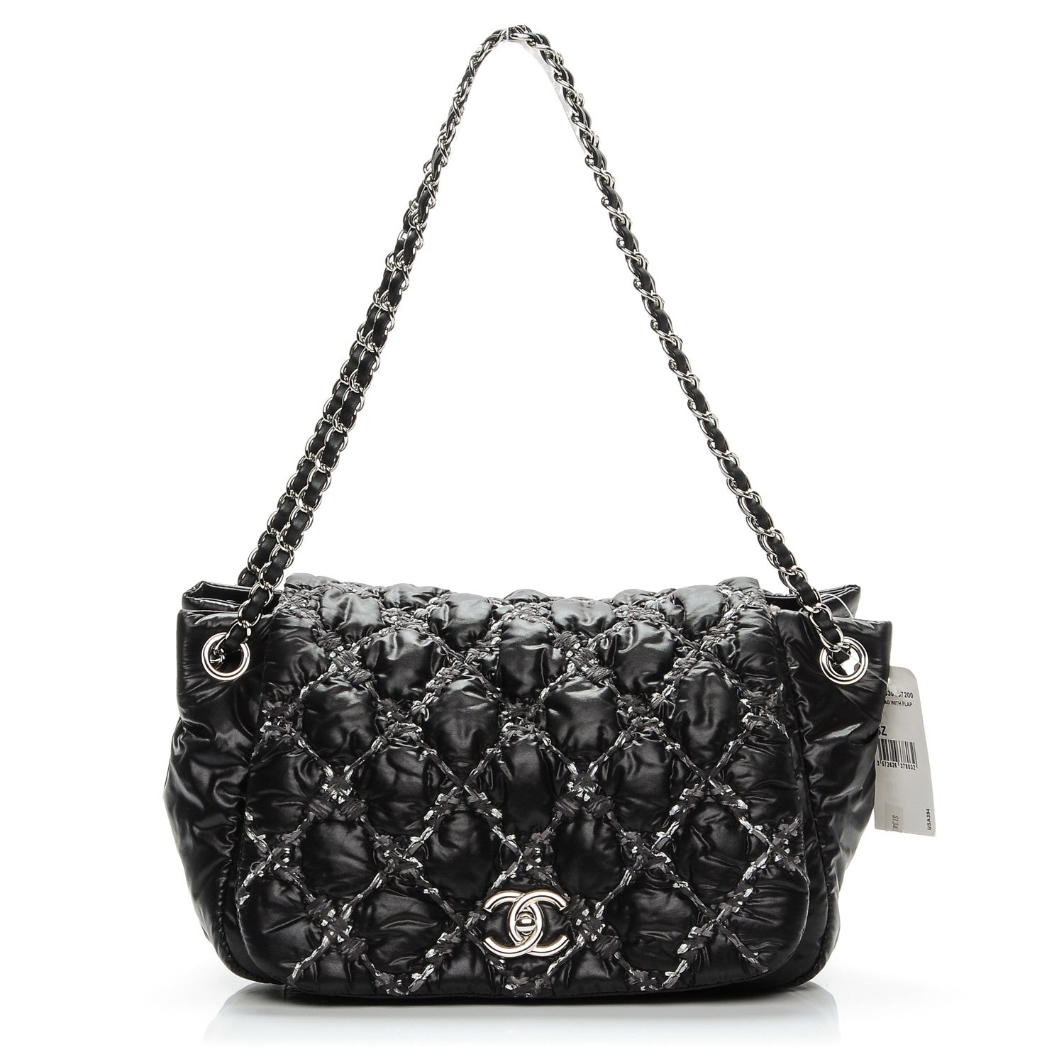 Chanel Nylon Quilted Tweed Stitch Bubble Flap Black 1 of 7