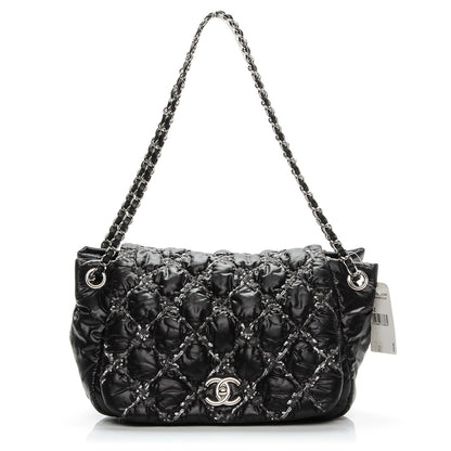 Chanel Nylon Quilted Tweed Stitch Bubble Flap Black 1 of 7