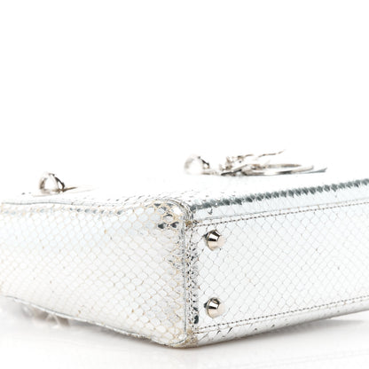 Christian Dior Metallic Snakeskin Mini Lady Dior Silver 10 of 11