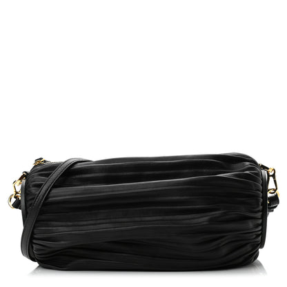 Loewe Lambskin Pleated Bracelet Pouch Shoulder Bag Black 1 of 10