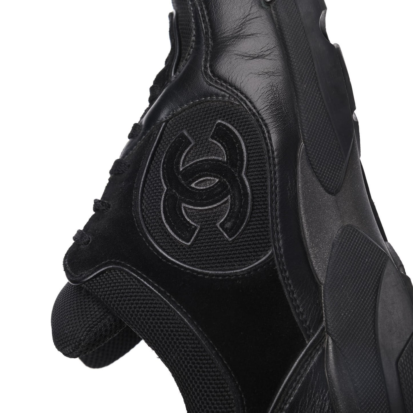 Toile Suede Calfskin CC Sneakers 39 Black