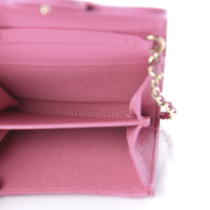 Chanel Caviar Quilted Flap Card Holder On Chain Pink 5 of 11