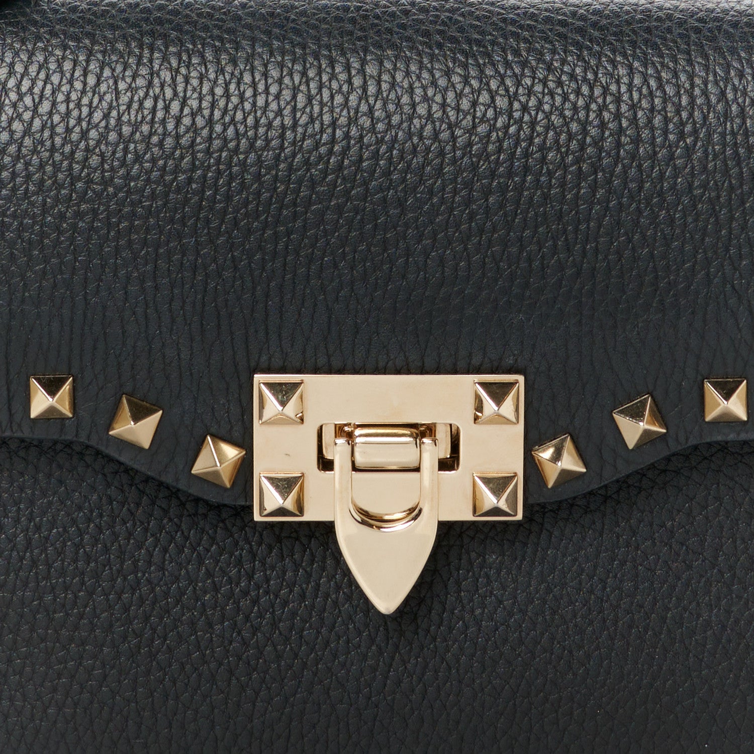 Valentino Garavani Pebbled Calfskin Medium Rockstud Flip Lock Crossbody Bag Black 8 of 10