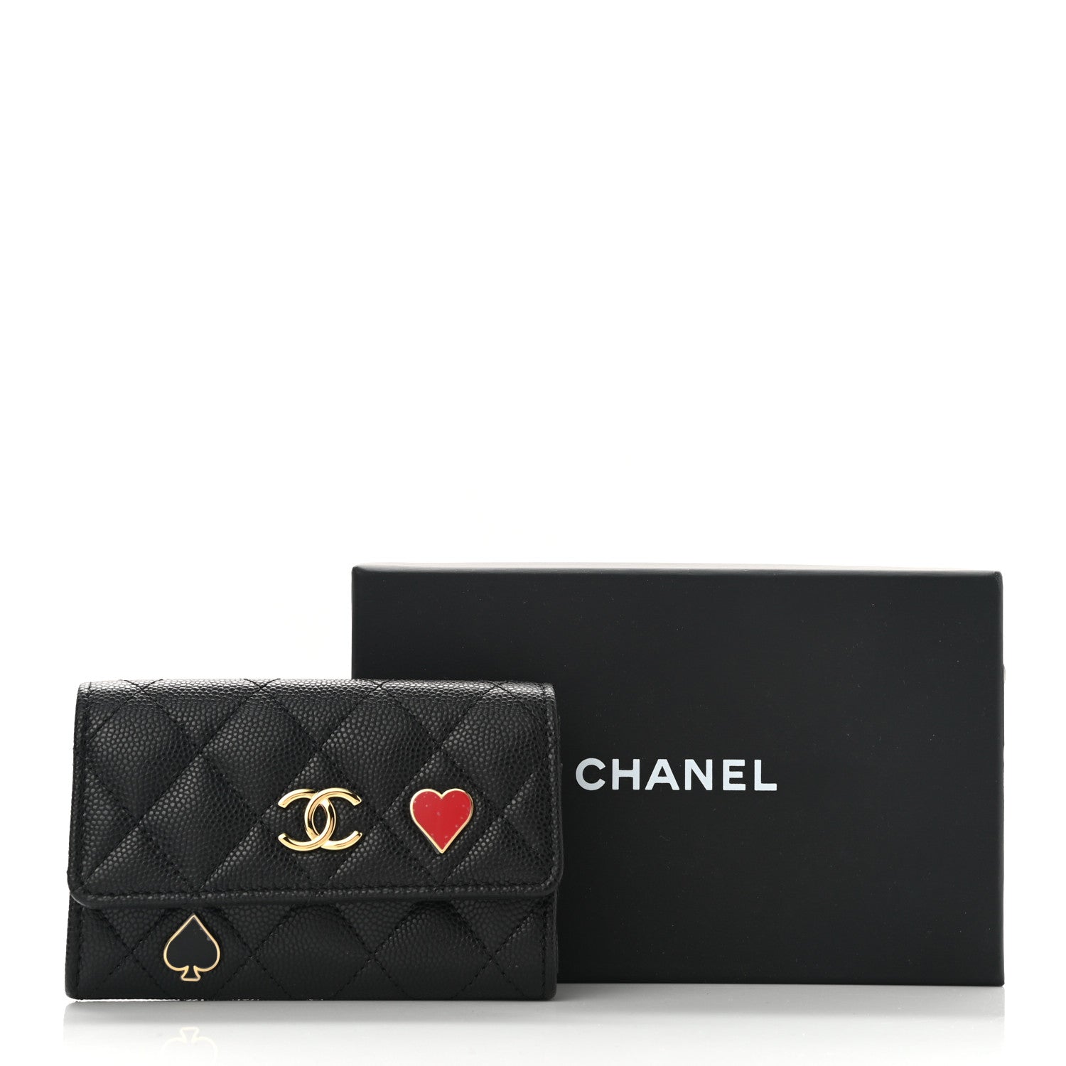 Chanel Caviar Quilted Enamel Coco Casino Flap Card Holder Wallet Black 8 of 8