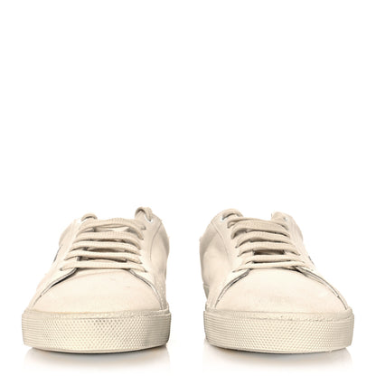 Saint Laurent Distressed Canvas Mens Elba Light Alpha Sigma Sneakers 41.5 White 2 of 7