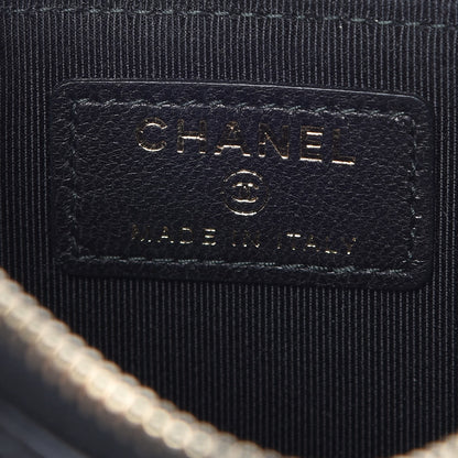 Chanel Calfskin Chevron Quilted Classic Zip Pouch Black 6 of 9