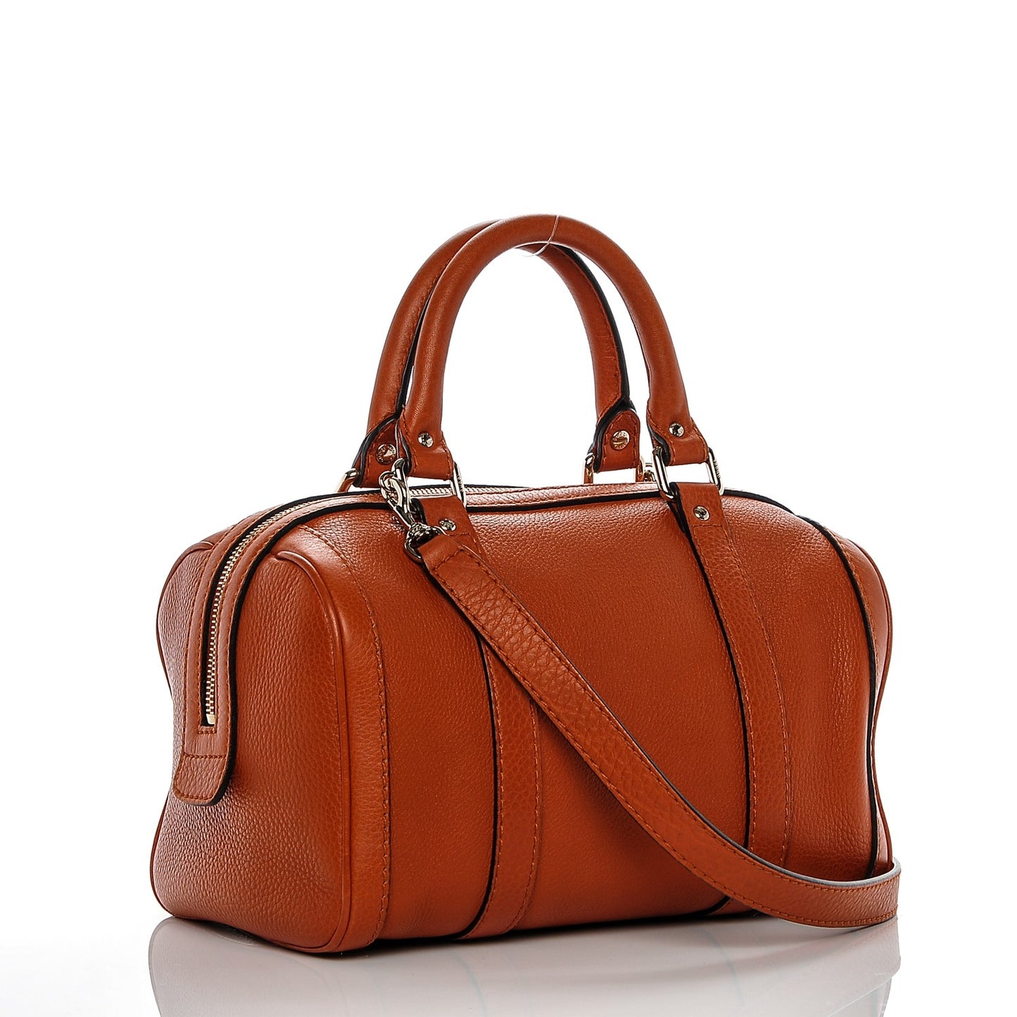 Pebbled Calfskin Small Boston Orange