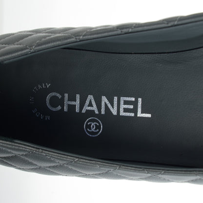 Chanel Lambskin Quilted Cap Toe CC Ballerina Flats 39.5 Charcoal Black 2 of 11