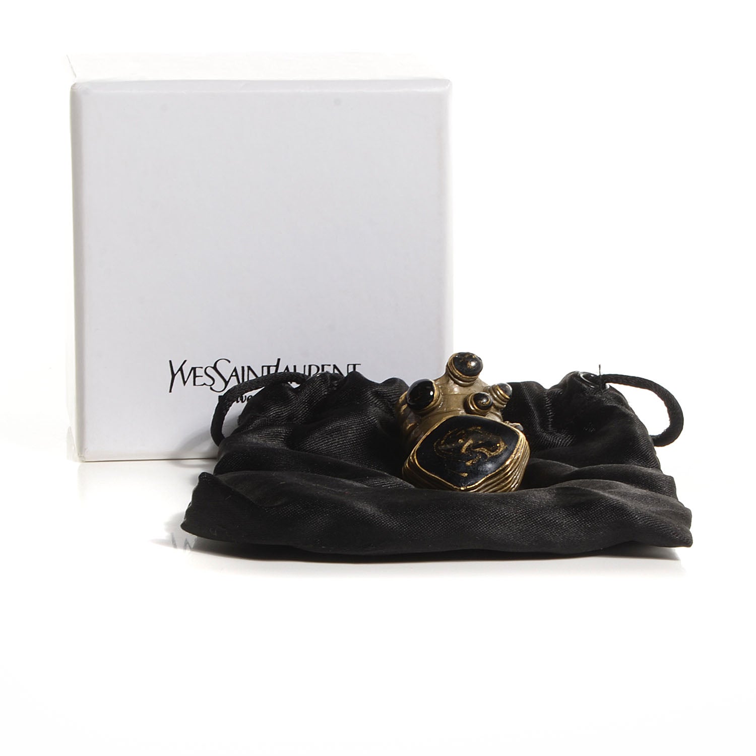 Saint Laurent Arty Enamel Ring 6.5 Black Bronze 5 of 5