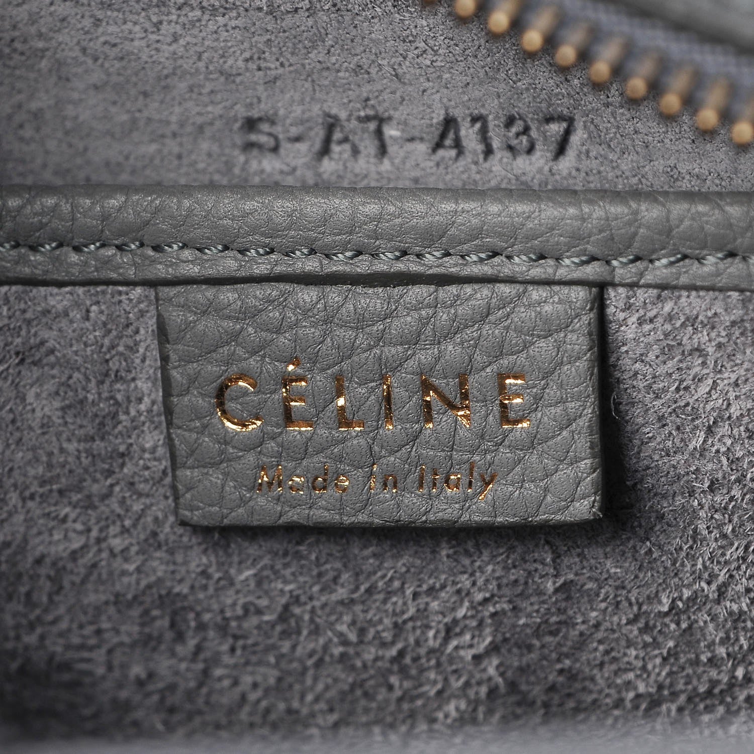 Celine Drummed Calfskin Nano Luggage Kohl 7 of 7