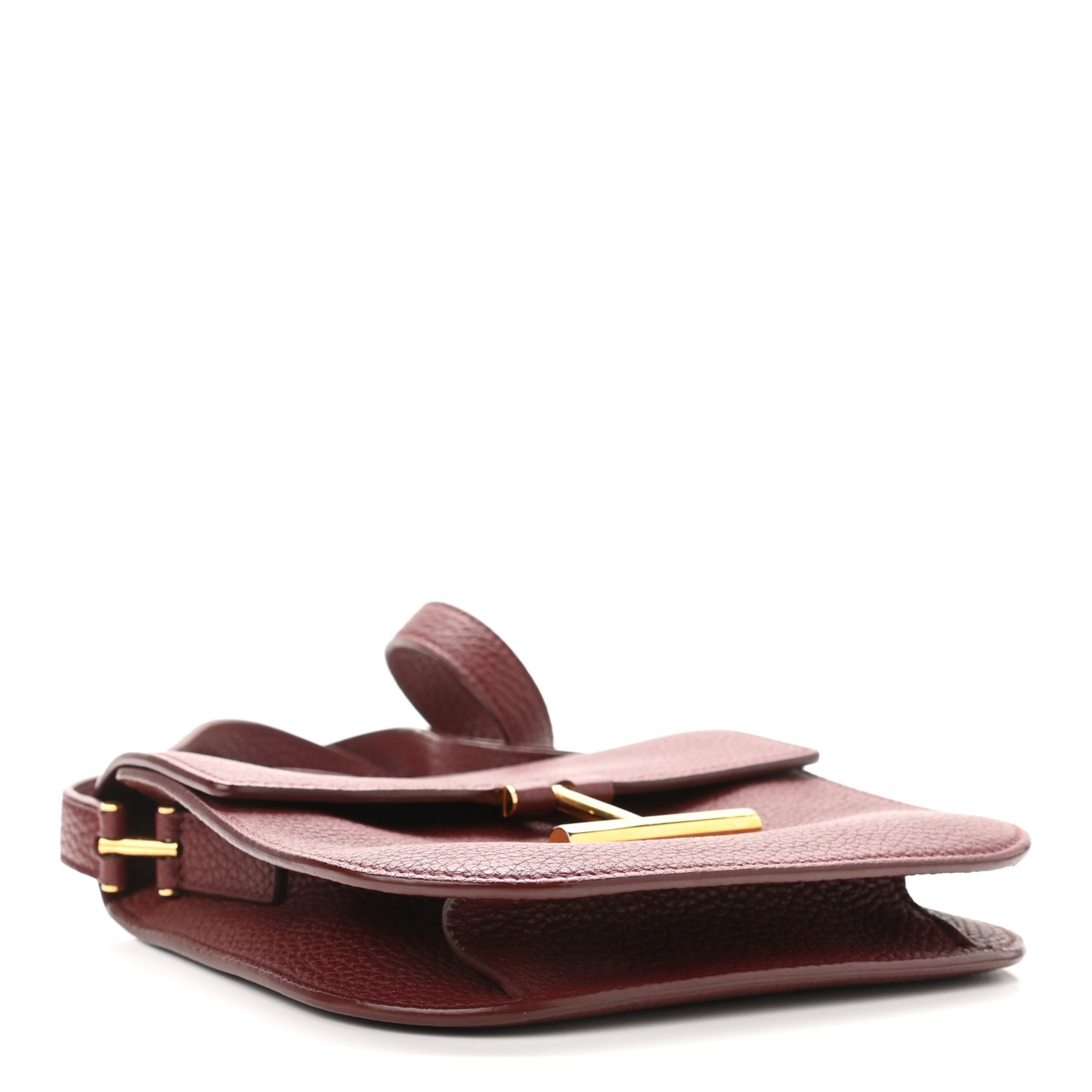 Calfskin Small T Clasp Tara Crossbody Bag Cabernet