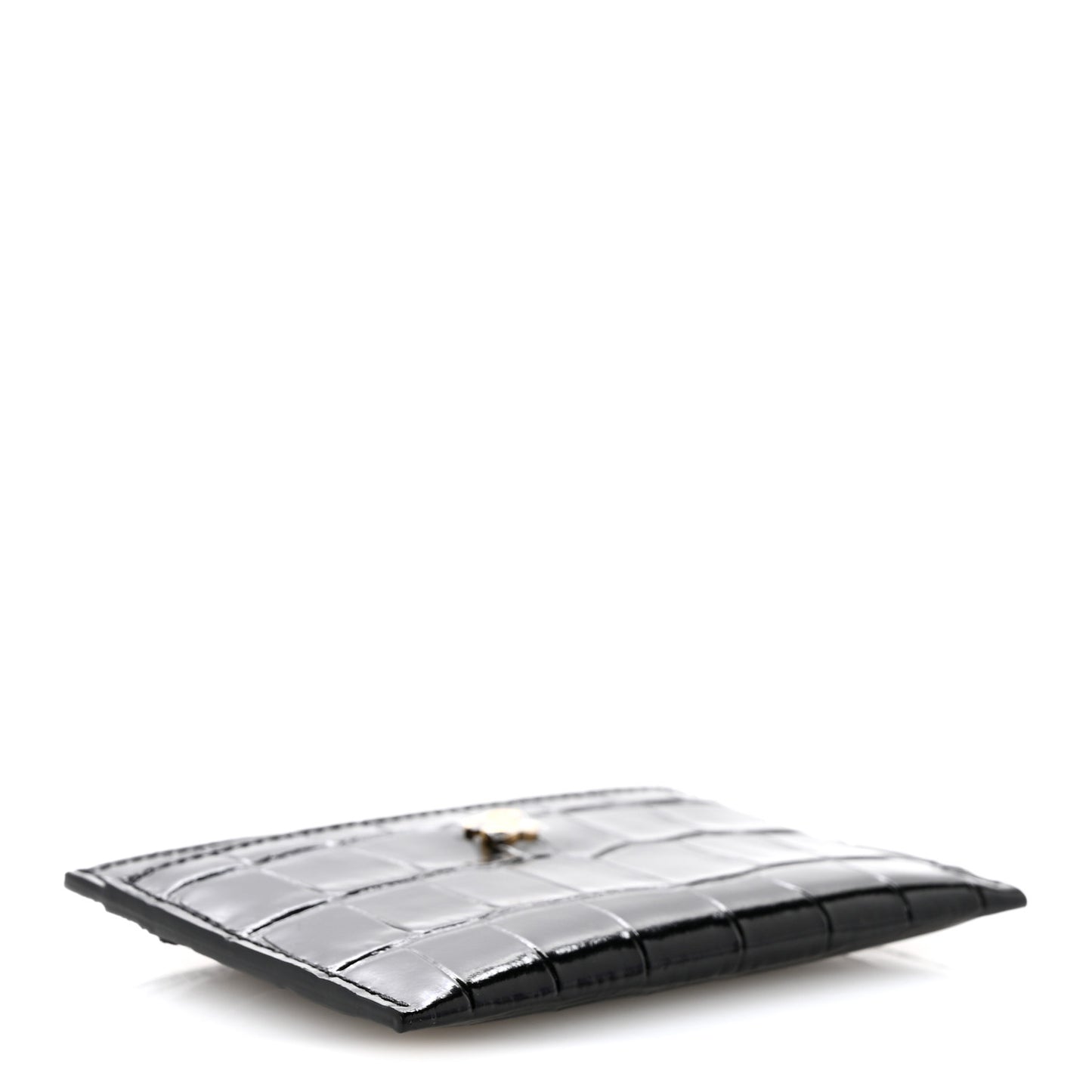 Calfskin Crocodile Embossed Crococo Card Holder Black