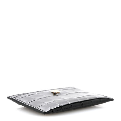 Chanel Calfskin Crocodile Embossed Crococo Card Holder Black 4 of 8