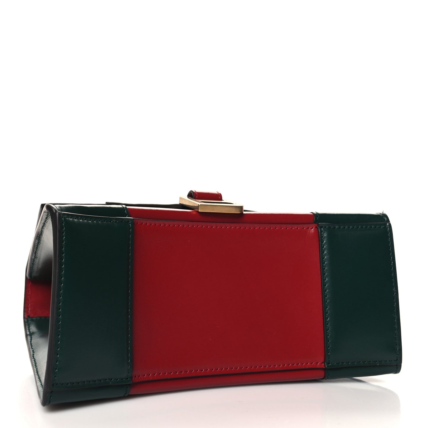 X GUCCI Boarded Plutone Calfskin Small Hourglass Top Handle Red Green