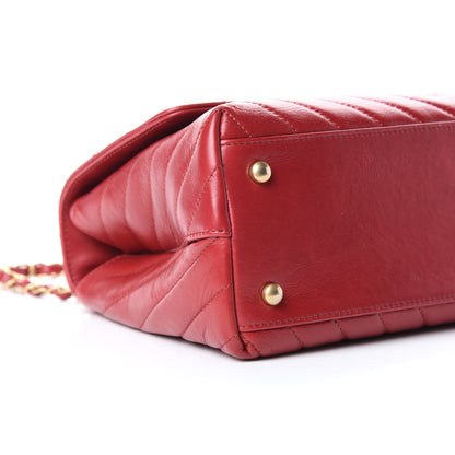 Chanel Calfskin Chevron Quilted Small Coco Handle Flap Red 8 of 9