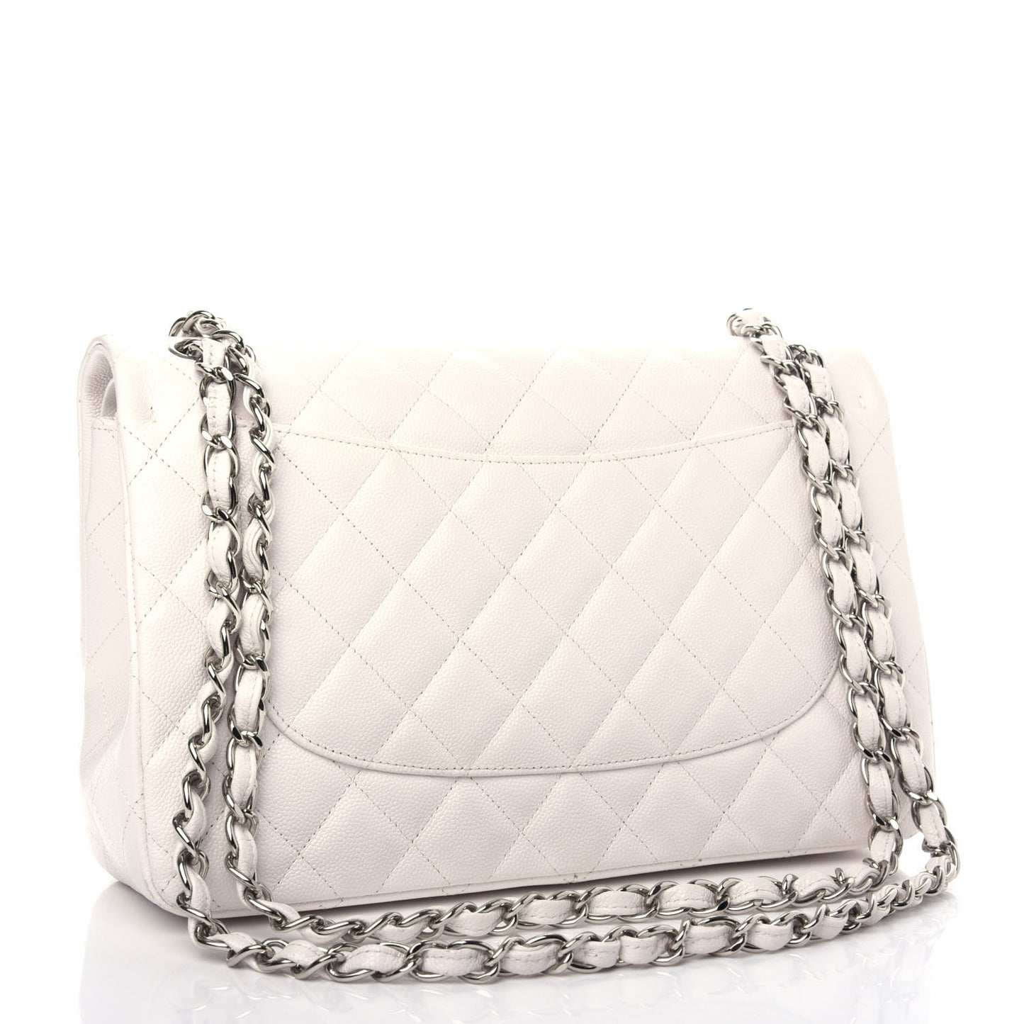 Caviar Quilted Jumbo Double Flap White