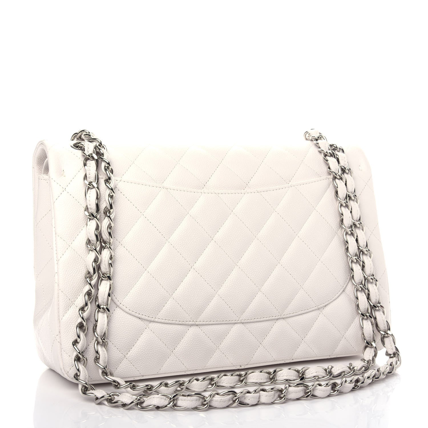 Chanel Caviar Quilted Jumbo Double Flap White 3 of 10