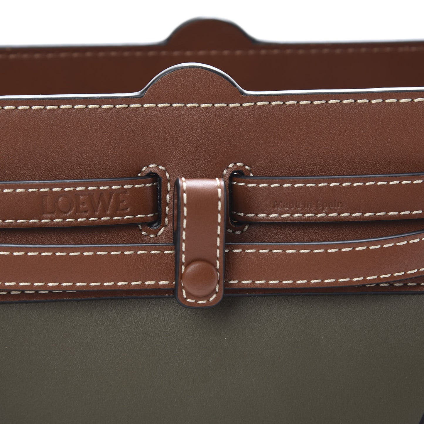 Calfskin Linen Mini Lazo Tote Khaki Green