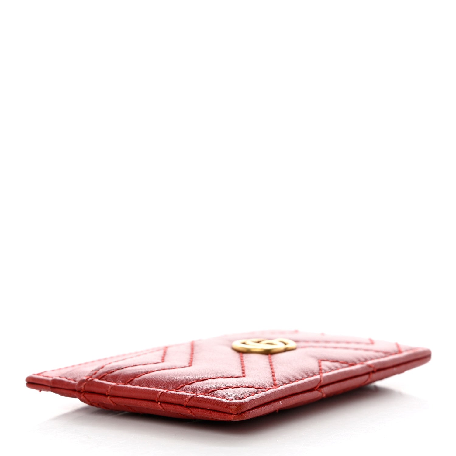 Gucci Calfskin Matelasse GG Marmont Card Holder Hibiscus Red 4 of 11