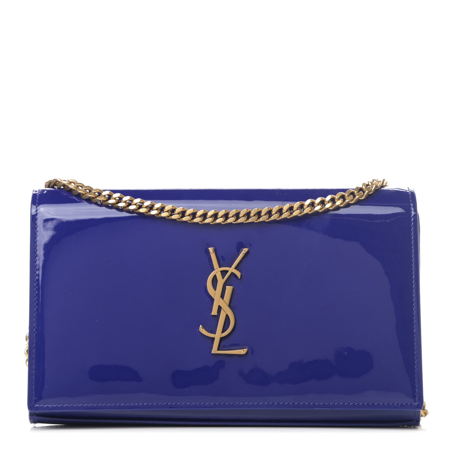 Saint Laurent Patent Calfskin Monogram Kate Wallet On Chain Royal Blue 1 of 5